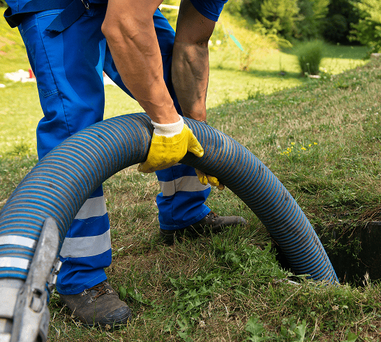 Man draining septic tank