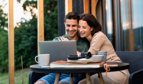 Couple smiling